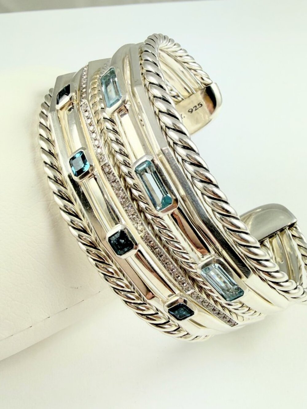 DAVID YURMAN WIDE STAX DIAMOND TOPAZ BRACELET - Picture 2 of 5